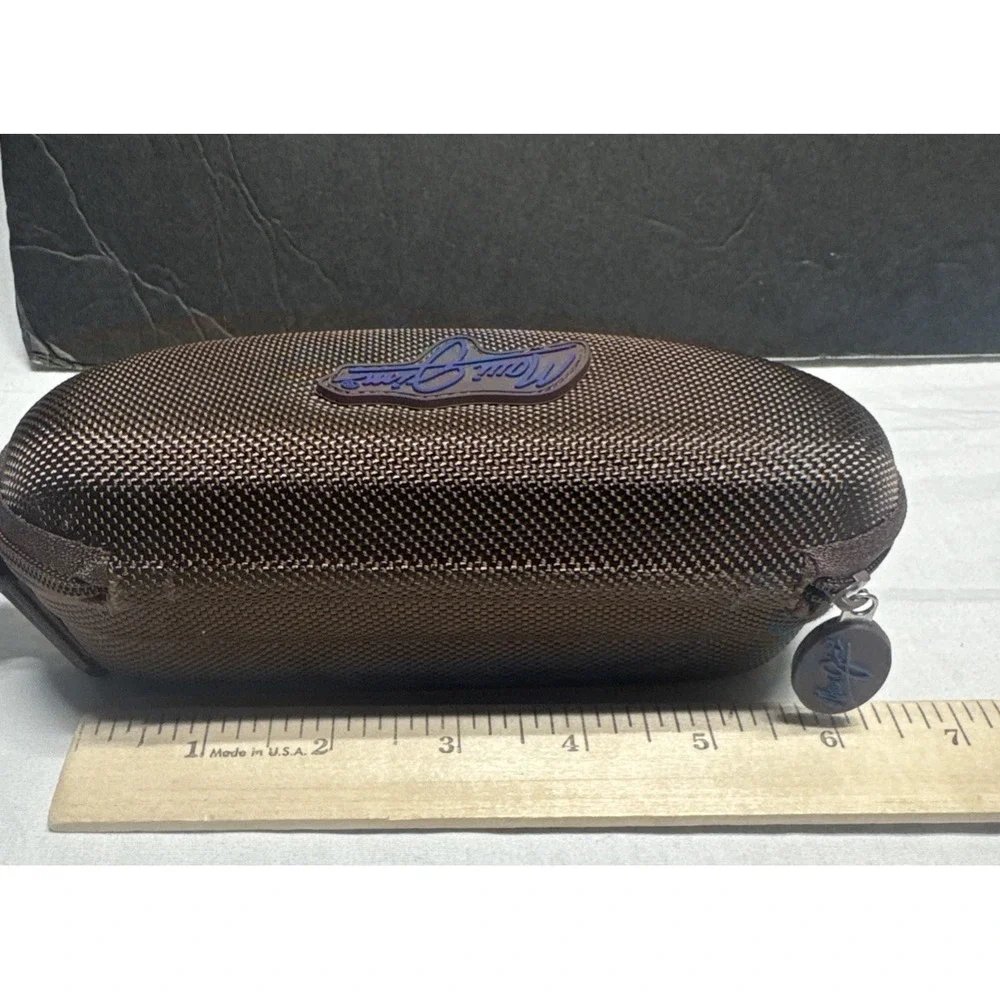MAUI JIM Sunglasses Zippered Hard Clam Shell Sport Case Brown w/ Carabiner Clip
